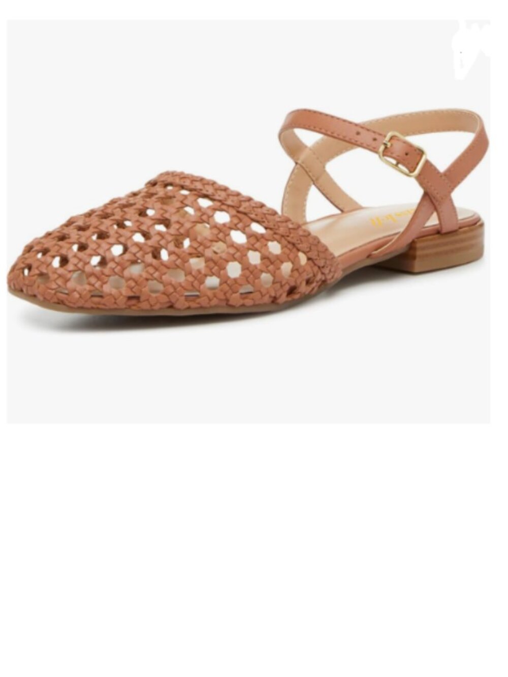 miss left Dark Salmon Round Toe Braided Cutout Buckled Sandals Ankle Strap Shoes